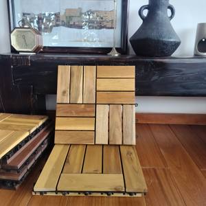 <b>Interlocking</b> Deck <b>Tiles</b> Acacia Wood Patio <b>Tiles</b> Flooring <b>Tiles</b> for Both Indoor and Outdoor Finishing Gold Teak 300 X 300 mm - Product Image 3