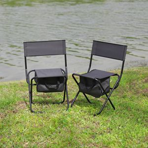 Sedia pieghevole portatile in 2 pezzi con borsa portaoggetti per campeggio, picnic e pesca, per interni ed esterni, colore grigio - Product Image 3