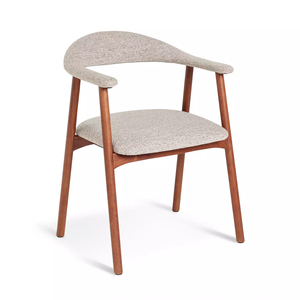 Chaise de salle à manger minimaliste de style mid-century - Structure en bois massif et revêtement en bouclette - Product Image 1