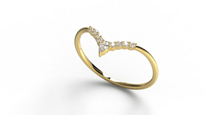 Anillo de boda en forma de V de oro de 18 quilates de lujo con diamantes de corte pera y redondo, anillo apilable, joyería fina para mujer - Product Image 2