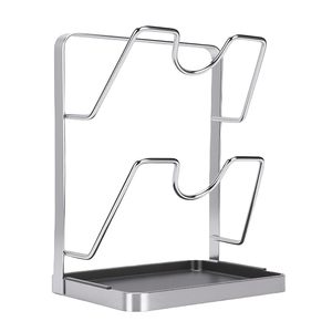 Estante de Almacenamiento Metálico de Dos Niveles, Tipo Rectangular, Diseño Minimalista, Organizador de Utensilios de Cocina, Duradero, No Plegable - Product Image 1