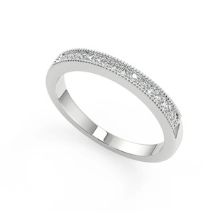 18K White <b>Gold</b> Round Brilliant Lab Grown Diamond Engagement <b>Ring</b> <b>Set</b> Milgrain Double Band Bridal <b>Set</b> | IGI Certified Wholesale - Product Image 5