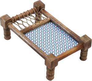 Bandeja de Madera Estilo Khatiya, Mini Charpai, Hecha a Mano, Ecológica, para Servir en Bodas, Diwali, Aperitivos, Frutos Secos, Hora del Té - Product Image 1