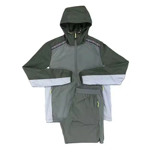 Custom Windbreaker <b>Shorts</b> Set Hooded Jacket Men Zip up <b>Polyester</b> Rain Suits Waterproof Solid Color Windbreaker <b>Short</b> Set Men - Product Image 5