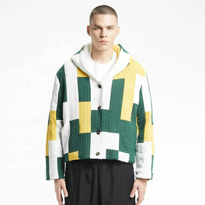 Knitted Velour Waterproof Sweater Hoodie <b>Jacket</b> for <b>Men</b> Yellow and Green Sport Casual Coat Customizable - Product Image 6