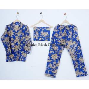 Conjunto de Pijama Casual de Algodón con Cuello en V y Estampado Floral para Mujer, Primavera, Verano, Otoño, Cintura Elástica Delantera, Dos Piezas, Secado Rápido - Product Image 2