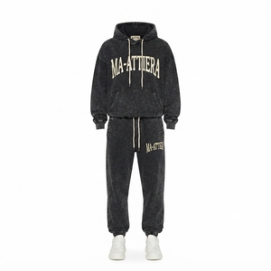 Custom Washed Oversized Hoodie and <b>Jogger</b> Sweatpants Set <b>Women</b> Cotton <b>Fleece</b> Streetwear Tracksuit OEM ODM - Product Image 3