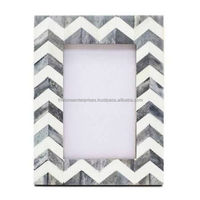 Cadre photo géométrique indien en os incrusté, 5x7, fait main, tendance, durable, décoration d'intérieur, MDF et résine, cadeau d'affaires, un best-seller intemporel