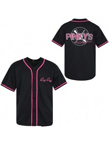 Maillot de baseball noir et rose personnalisé avec logo brodé, chemise de sport boutonnée unisexe, vêtements d'équipe hip-hop, fabricant, vente en gros - Product Image 3