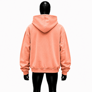 Sweat à capuche oversize imprimé pêche, style streetwear vintage, avec motif portrait blanc, en molleton de coton épais, pour l'automne - Product Image 2