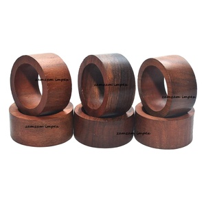 Juego de servilleteros de madera de acacia hechos a mano para decoración de mesa de comedor Juego de servilleteros de madera rústicos personalizados - Product Image 1