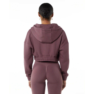 Sudadera Corta con Capucha de Nuevo Estilo, Diseño Personalizado, Sudadera Corta con Cierre para Mujer, Sudadera Corta de Felpa Francesa al por Mayor - Product Image 3