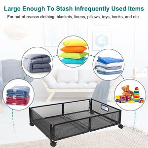2 Pack Foldable Rolling <b>Storage</b> Bin Under Bed <b>Storage</b> Container with Cart Wheels for <b>Clothes</b> & Shoes for Bedroom & Study - Product Image 4