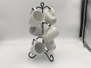 Support à tasses rustique fait main en fer forgé plaqué avec impression numérique, porte-tasses en métal robuste pour la maison et la cuisine - Product Image 2