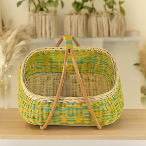 Cesta de acampada tejida a mano al mejor precio cestas de ratán de color verde para campamento de picnic en la playa al aire libre - Product Image 5