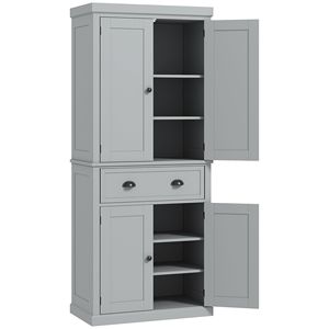 Armadio Dispensa Indipendente Grigio da 184 cm con Ante e Ripiani, Mobile da Cucina per Conservazione Alimenti - Product Image 1