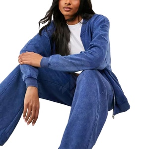 ชุดวอร์มผ้าฝ้าย2ชิ้นระบายอากาศได้ดีสีพื้นสำหรับ2026วิ่งจ๊อกกิ้งลำลองแบบแห้งกรดของผู้หญิงสำหรับฤดูหนาว - Product Image 3