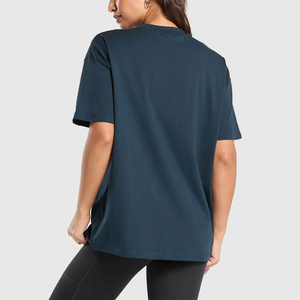Camiseta de Manga Corta con Cuello Redondo Extra Grande para Mujer, Color Sólido, Corte Holgado, Transpirable, Tejido de Algodón, para Todas las Temporadas - Product Image 3