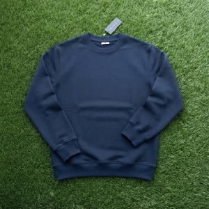 Mens <b>Navy</b> Blue Crewneck Sweatshirt Oversized Pullover Long Sleeve Casual Minimalist Streetwear Fashion <b>Top</b> - Product Image 6