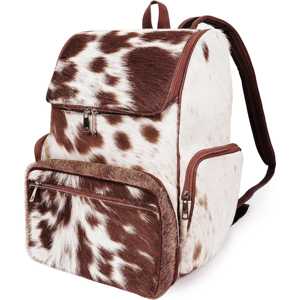 100% Genuine <b>Leather</b> Hair-on-Hide Vintage Anti-Theft <b>Backpack</b> <b>Real</b> Cowhide Fur Western Style Wholesale LHBP-0272 - Product Image 1