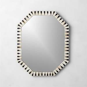 VENTE CHAUDE Miroir en bois avec incrustation de corne de résine Miroir mural décoratif encadré pour salon chambre et hall Décoration intérieure élégante - Product Image 1