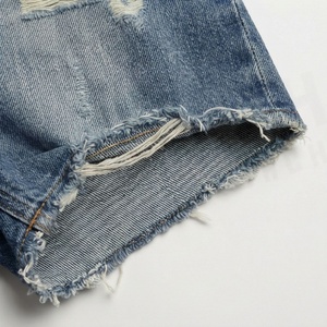 Shorts en jean taille haute tendance pour femmes, style décontracté d'été pour jeunes femmes, effet déchiré et délavé, couleur personnalisable - Product Image 6