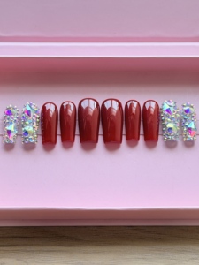 Muestra Gratuita de <span class=keywords><strong>Uñas</strong></span> Postizas de Diseño de Lujo Hechas a Mano, con Etiqueta de Marca Personalizada, Acrílicas, con Brillantes y Pedrería, <span class=keywords><strong>para</strong></span> Dedos - Product Image 1