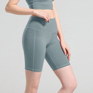 Shorts de Compresión Grises de Cintura Alta para Mujer, Shorts Deportivos Elásticos para Ciclismo y Entrenamiento - Product Image 6