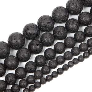 Perles de pierre de lave volcanique de qualité A, pierres précieuses naturelles authentiques, perles rondes en vrac pour la création de bijoux DIY, options en lot. - Product Image 5