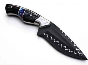 Couteau utilitaire d'extérieur forgé à la main avec revêtement noir et manche en résine cosmique - Product Image 2