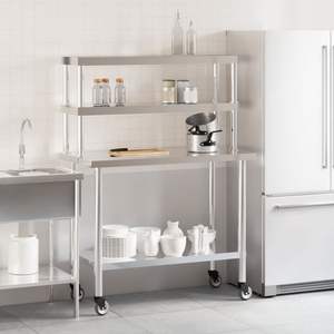 Tavolo da lavoro cucina commerciale con 43.3 Overshelf \ "x21.7 \" x59.1 \ "fabbricazione in acciaio inox - Product Image 3