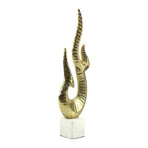 55.5cm H x 8cm W x 17cm L Golden Flame Sculpture Brass Handmade Contemporary Art Decor Tabletop Living Room - Product Image 3