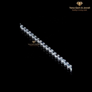 14k <b>Solid</b> <b>Gold</b> Brilliant Heart Shape CVD Lab Grown Diamond Tennis Bracelet for Valentine Gift D-E-F Color VVS-VS Clarity 14 TCW - Product Image 4