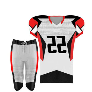 Uniforme de Fútbol Americano Personalizado, Jersey Sublimado, Pantalones Cortos Deportivos para Hombre, Transpirables, Cuello en V, 55 Gris Rojo Negro - Product Image 2