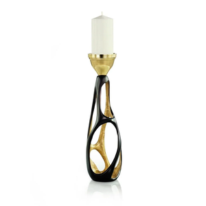 Modern Iron <b>Black</b> Gold Dual Tone Handmade Christmas Candle Holder Set of 3 Abstract Hollow Geometric Metal Stand for Home Decor - Product Image 4