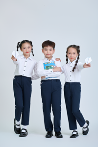 Chemise à manches longues noire à boutons 65% polyester 35% coton popeline tissée unisexe FMF Uniforme scolaire primaire Enfants - Product Image 2