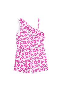Combinaison courte à imprimé floral pour filles, à une épaule, sans manches, respirante, en polyester - Product Image 1