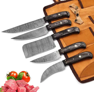 Juego de Cuchillos LEGACY BLADES de Damasco, Más Vendidos, con Mango de Madera, Forjados a Mano, Cuchillos de Cocina para Chef con Bolsa de Cuero Enrollable, Venta al Por Mayor - Product Image 1