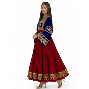 2026 Latest Hand Embroidered Women Hot Selling Afghan Vintage Kuchi <b>Dresses</b> In Blue Color Couple Bridal Afghan Kuchi <b>Dress</b> - Product Image 4