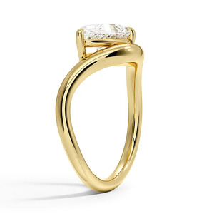 Bague de fiançailles moderne asymétrique avec diamant solitaire - Product Image 2