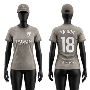 Uniforme de Fútbol Femenino, Jersey de Poliéster Premium de 190 GSM, Absorbente de Humedad, Estilo Raglán Gris, Impresión Personalizada por Transferencia Térmica - Product Image 1
