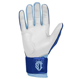 Shahi Impex Premium Leather Blue <b>Batting</b> Gloves Unisex Adult Padded Knit <b>Fabric</b> Hook and Loop Closure Training Baseball - Product Image 2