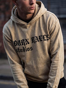 Custom Mens Vintage Washed Pullover <b>Hoodie</b> Oversized Streetwear <b>Gothic</b> Letter Print Heavyweight Cotton Hooded Sweatshirt - Product Image 4