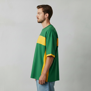เสื้อยืดผู้ชายสไตล์ฮิปฮอปทรงโอเวอร์ไซส์แบบ 2 สี ผลิตตามสั่ง OEM/ODM ไหล่ตก ผ้าคอตตอน 100% หนานุ่ม ระบายอากาศได้ดี สวมใส่สบาย ทรงหลวม - Product Image 2