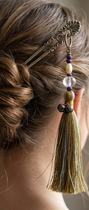 Frange décorative à pompons avec perles de cristal et fil doré pour accessoire de sac - Product Image 2