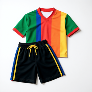 Ensemble de boxe coloré en polyester, vêtements d'entraînement toutes saisons, short et haut respirants avec cordon de serrage à la taille - Product Image 1