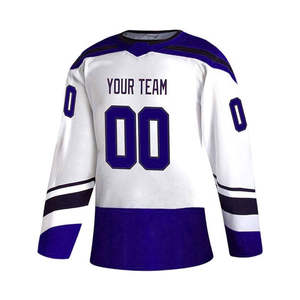 Ensemble d'uniformes de hockey sur glace personnalisés, maillot et short, 100% polyester, évacuation de l'humidité, séchage rapide, col en V, unisexe, OEM - Product Image 2