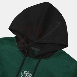 Sudaderas con capucha verde oscuro y negras para hombre, 100% algodón original, 450 GSM, ropa informal para exteriores, deportiva, para correr. - Product Image 3