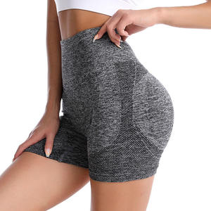 Shorts de Yoga de Cintura Alta para Mujer, Color Gris Sólido, Elásticos, Transpirables, Deportivos, Ajustados - Product Image 6