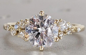 Lab Grown Diamond Engagement Wedding <b>Ring</b> Rose Gold Snowdrift Cluster Art Deco Custom Luxury <b>Ring</b> Anniversary Gift Women - Product Image 2